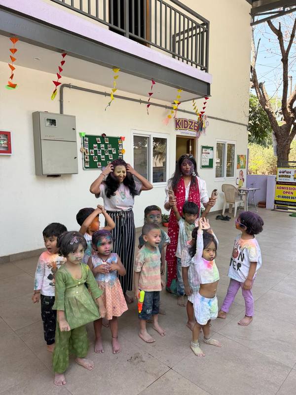 Holi celebration at Kidzee Nagenahalli preschool